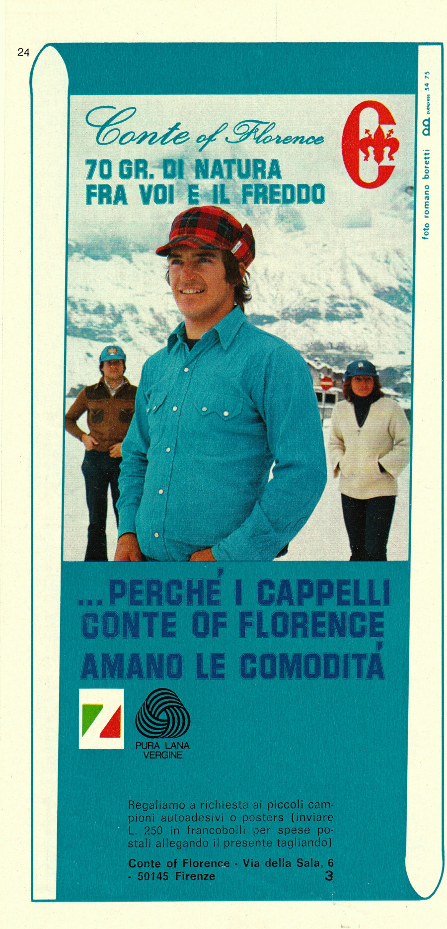 Cappelli Conte of Florence. Advertising 1976