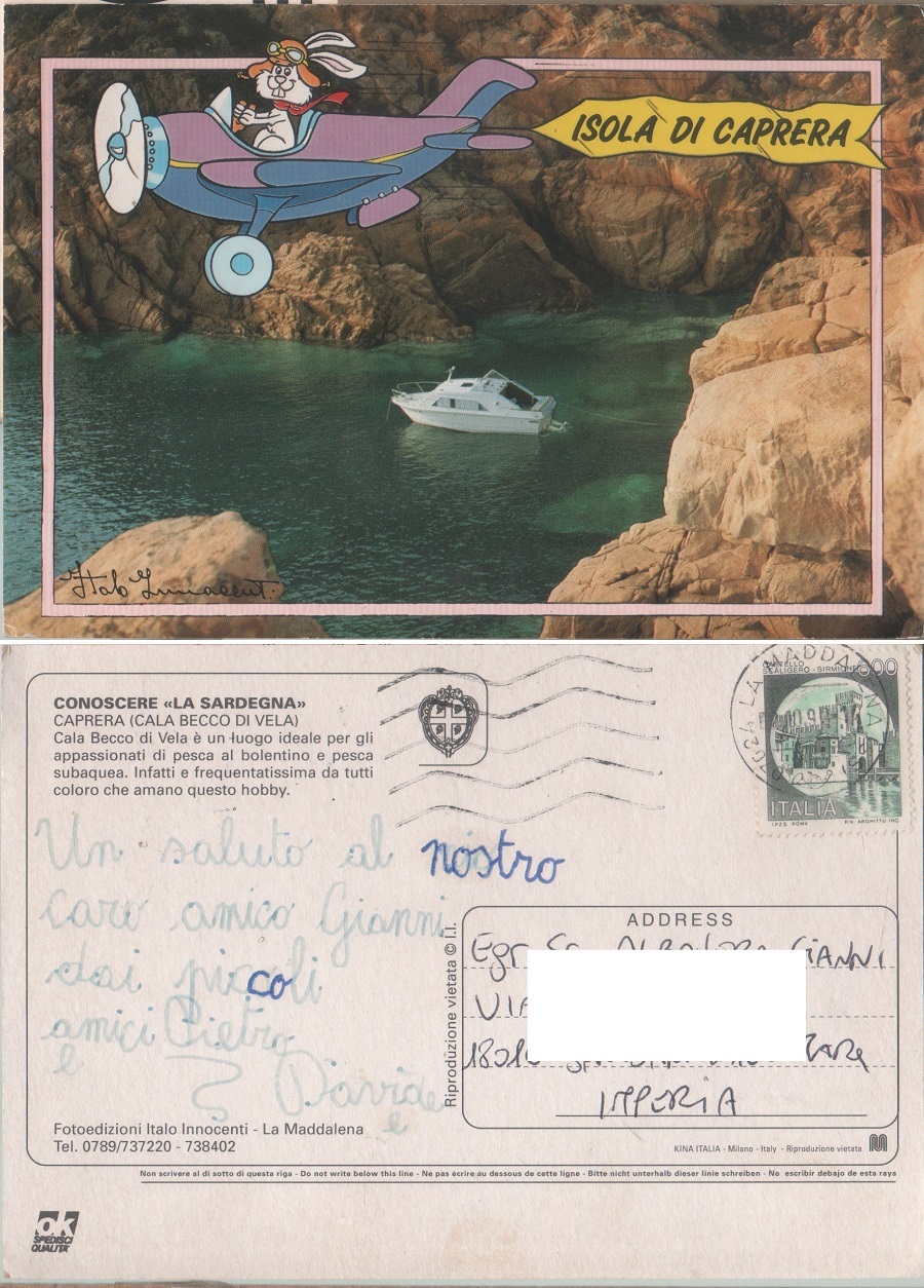 Caprera. Cala Becco di Vela. Viaggiata 1991
