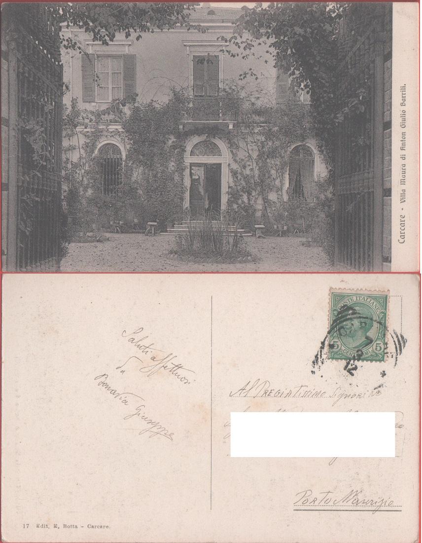 Carcare (SV). Villa Maura di Anton Giulio Barrilli. Viaggiata 1912