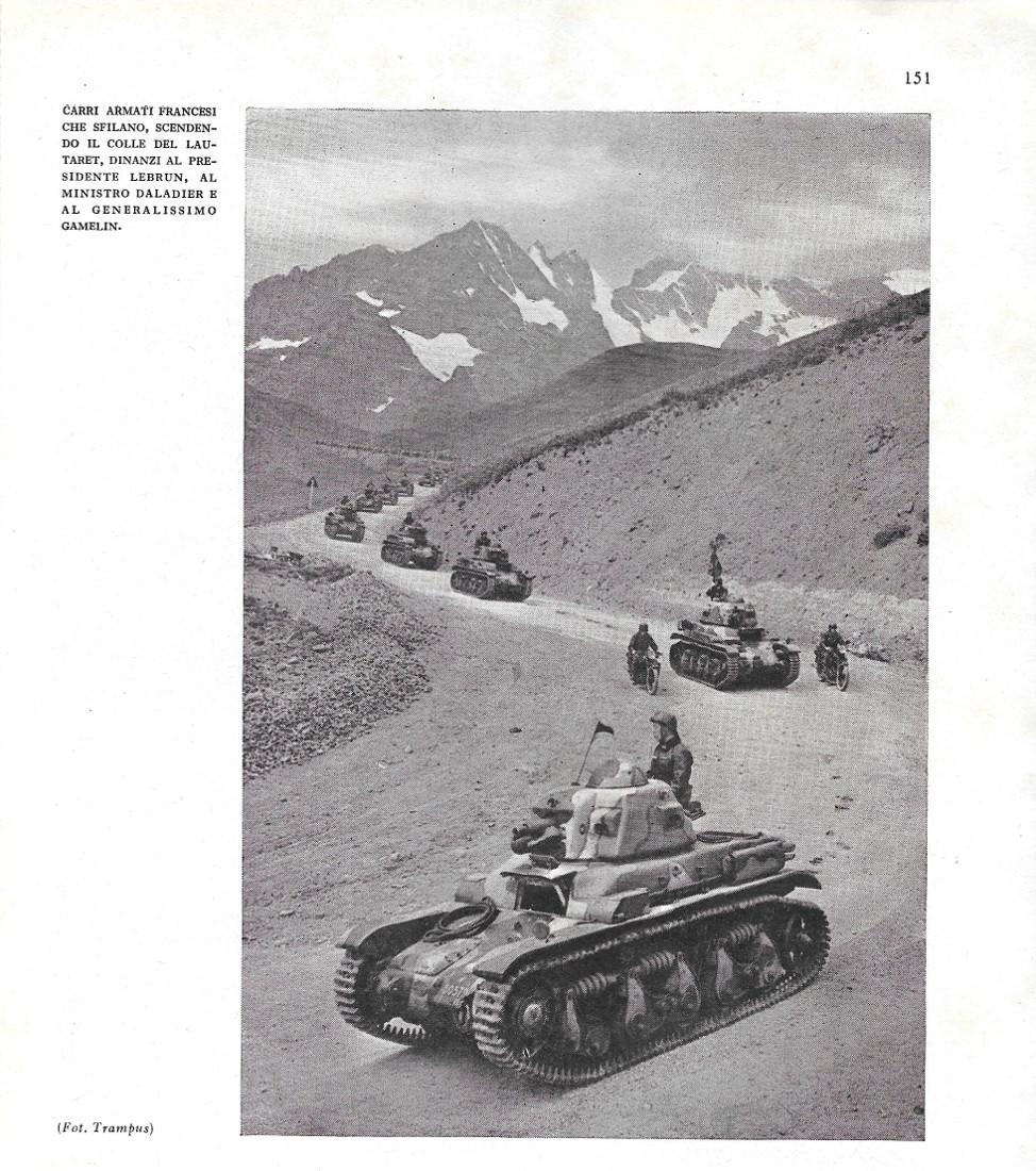 Carri armati francesi scendono il colle del Lautaret. Stampa1940