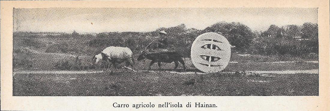 Carro agricolo nell'Isola di Hainan (Cina). Stampa 1934