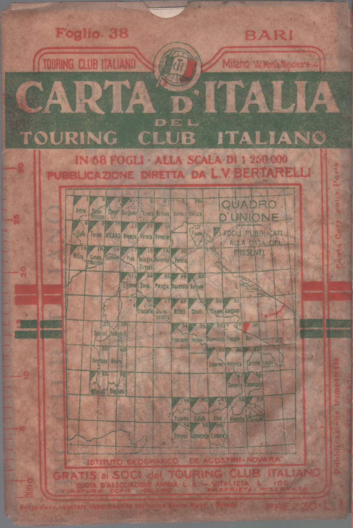 Carta d'Italia del Touring Club Italiano - Foglio 38 Bari