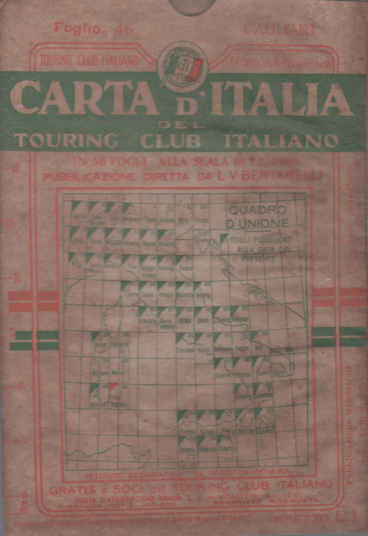 Carta d'Italia del Touring Club Italiano - Foglio 46 Cagliari