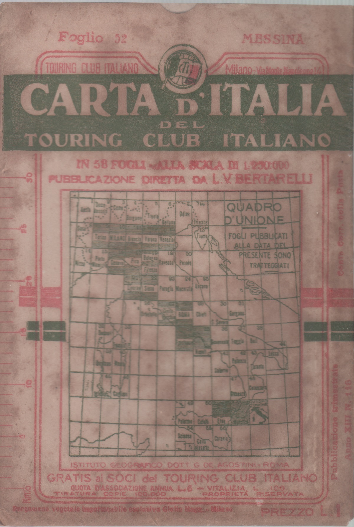 Carta d'Italia del Touring Club Italiano - Foglio 52 Messina