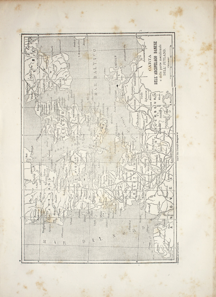 Carta dell'arcipelago danese/Castello di Ploen/Kiel. Stampa 1863