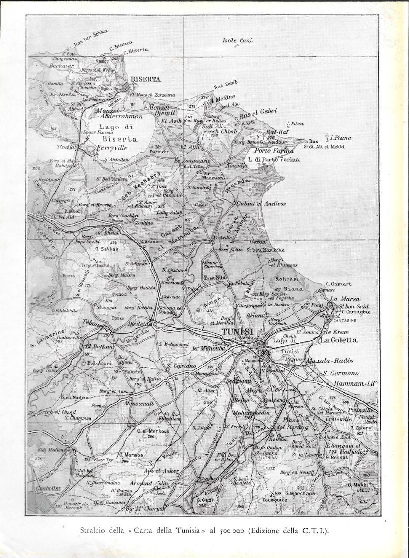Carta della Tunisia. Stampa 1934