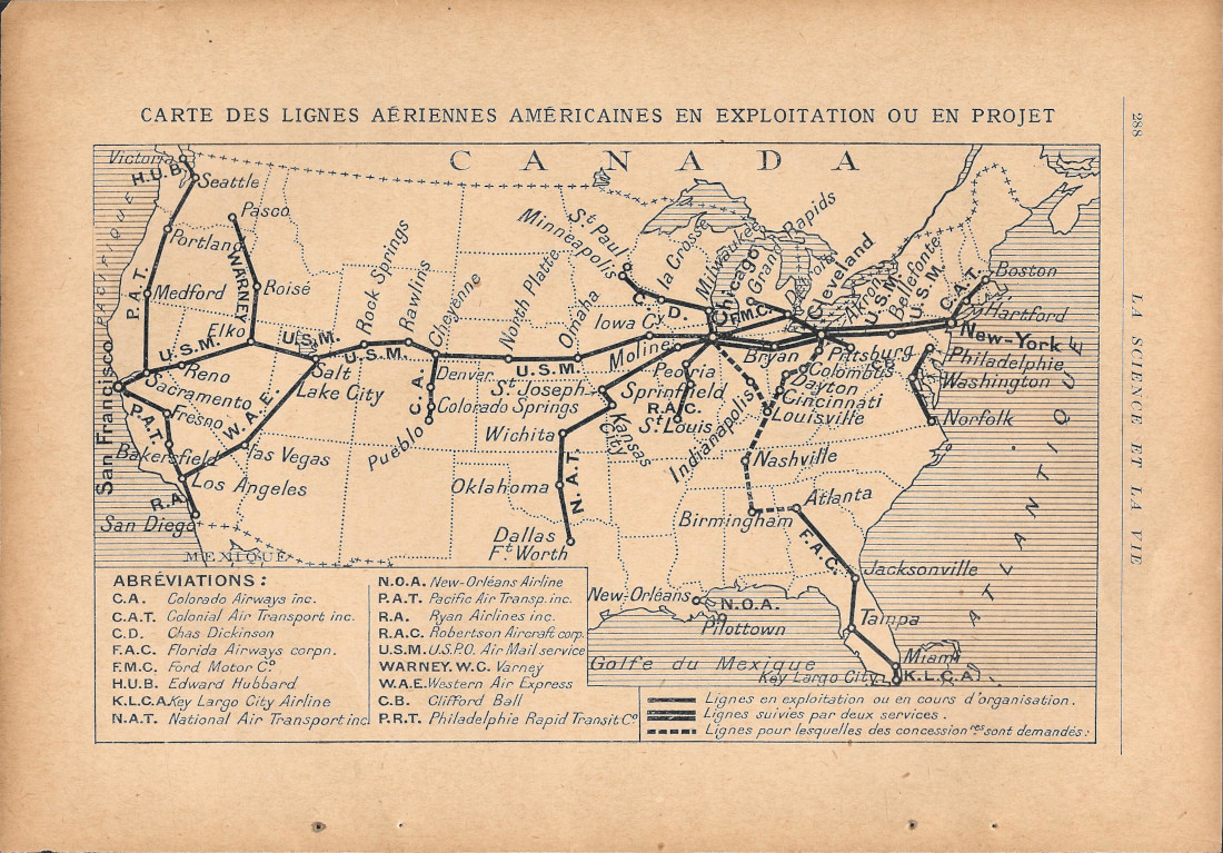 Carte des Lignes Aériennes Américaines en exploitation ou en projet …