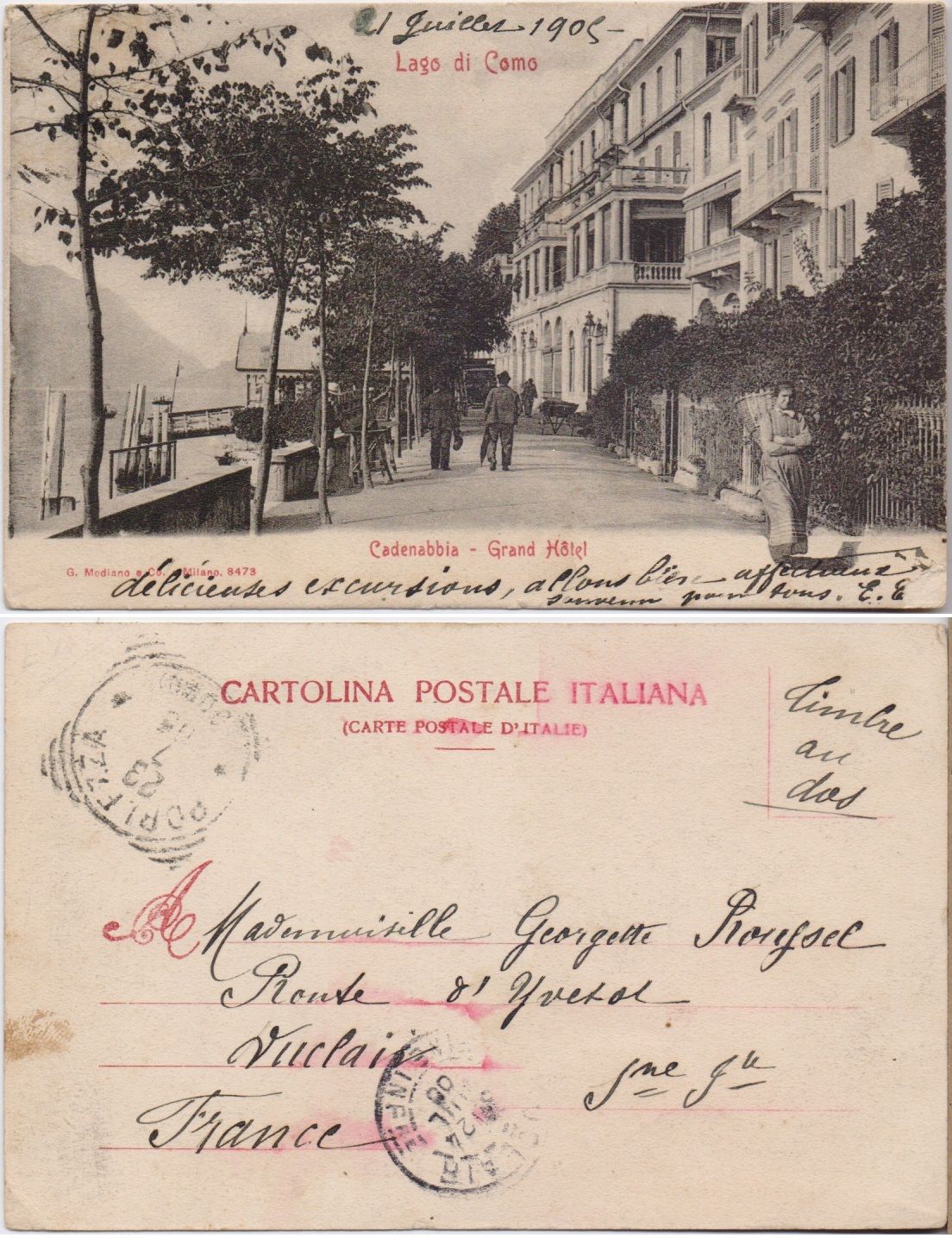 Cartolina - Cadenabbia. Grand Hotel. Lago di Como. Viaggiata 1905, …