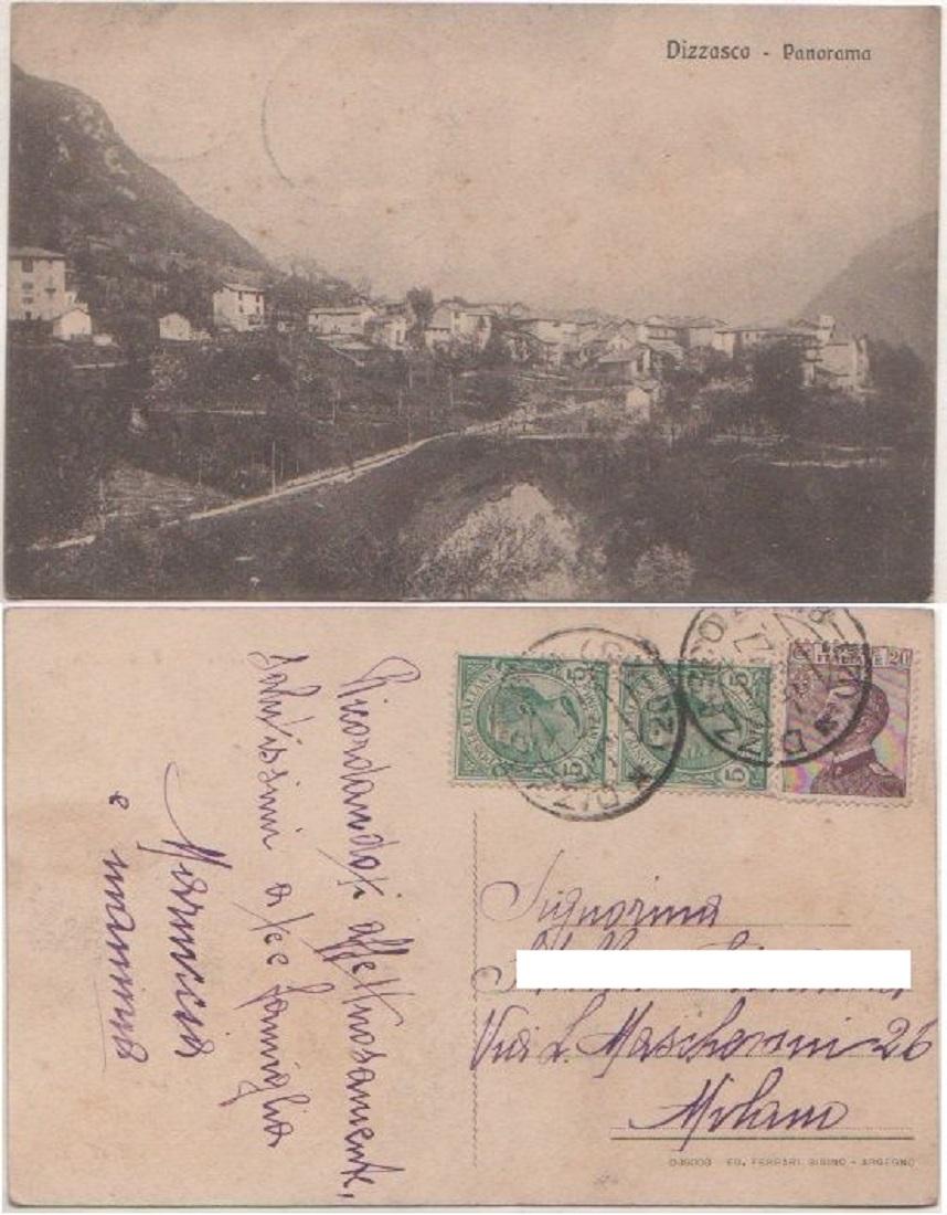 Cartolina - Dizzasco. Panorama - Viaggiata 1927