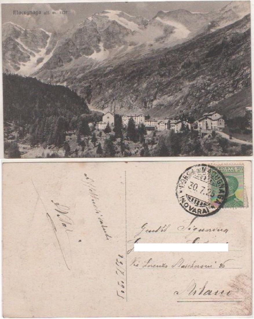 Cartolina - Macugnaga - Viaggiata 1925
