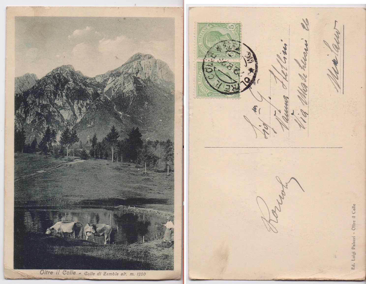 Cartolina - Oltre il Colle. Colle di Zambla. Viaggiata 1928, …
