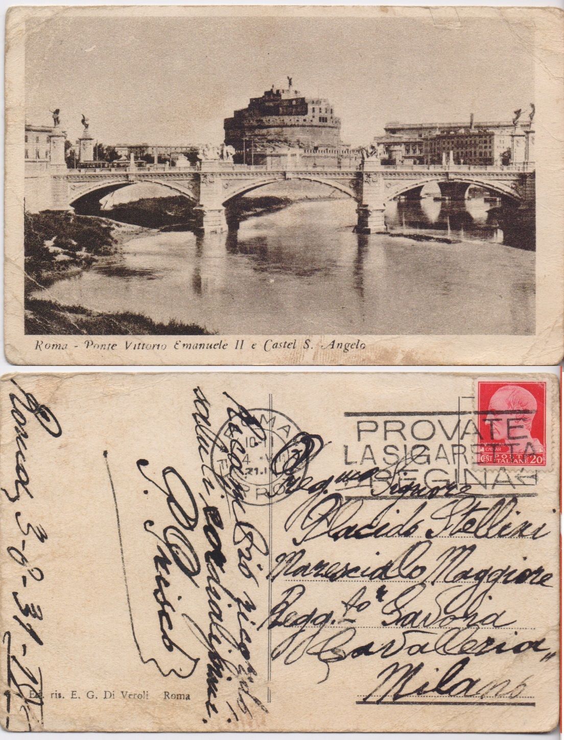 Cartolina - Roma. Ponte Vittorio Emanuele II e Castel S. …
