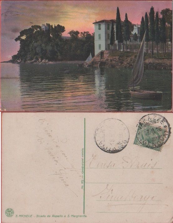 Cartolina - S. Michele (di Pagana), strada da Rapallo a …