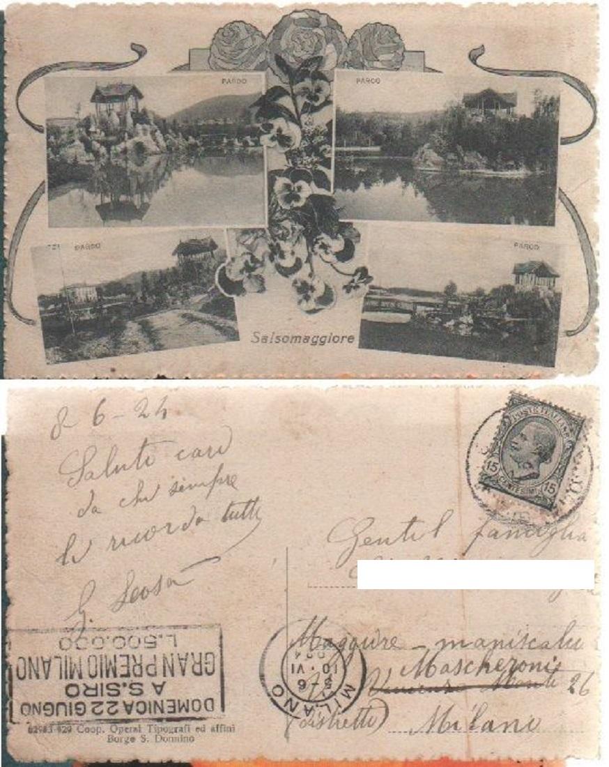 Cartolina - Salsomaggiore. Viaggiata 1924
