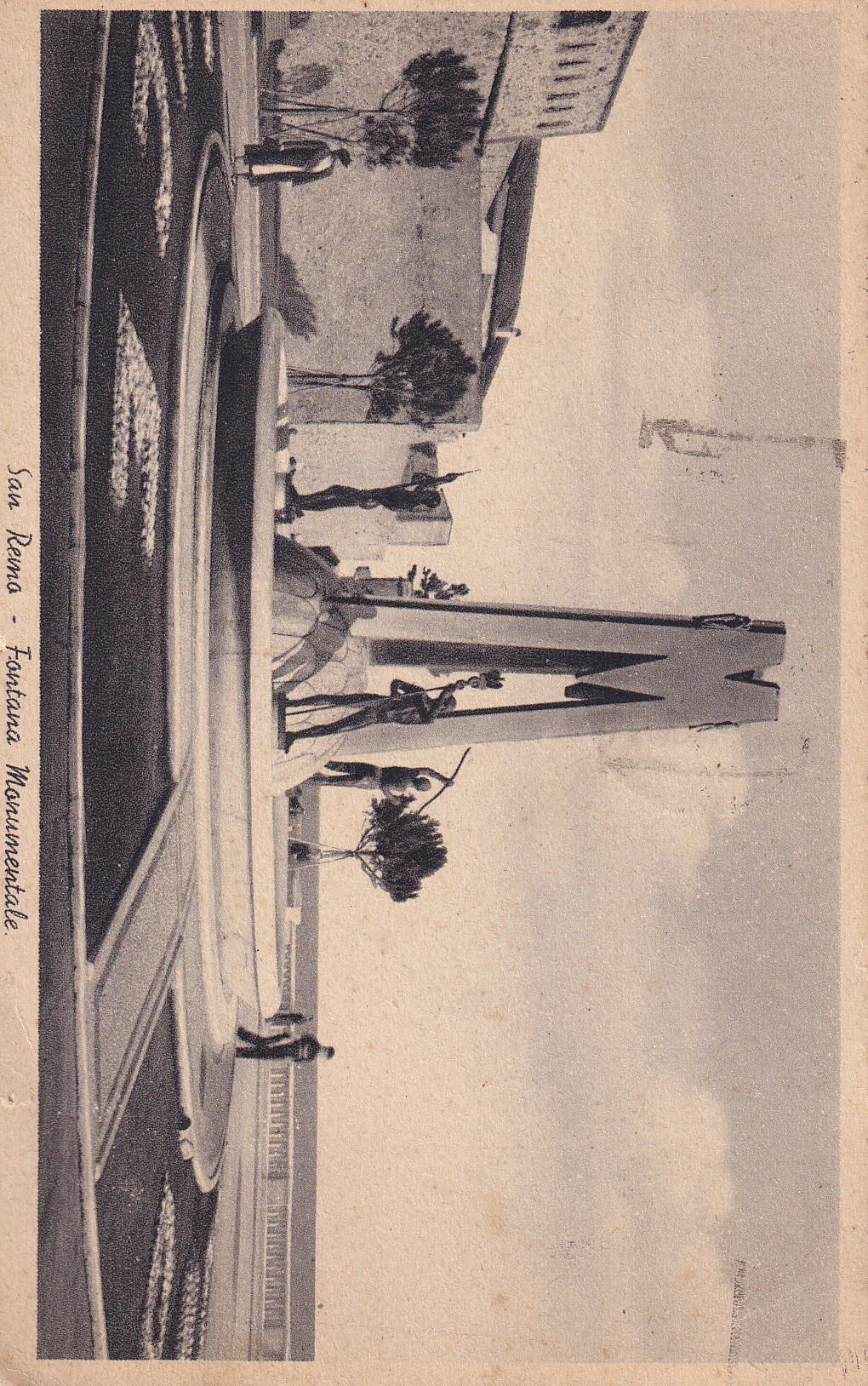 Cartolina Sanremo Fontana Monumentale Fascista Fascismo Mussolini Viaggiata 1940