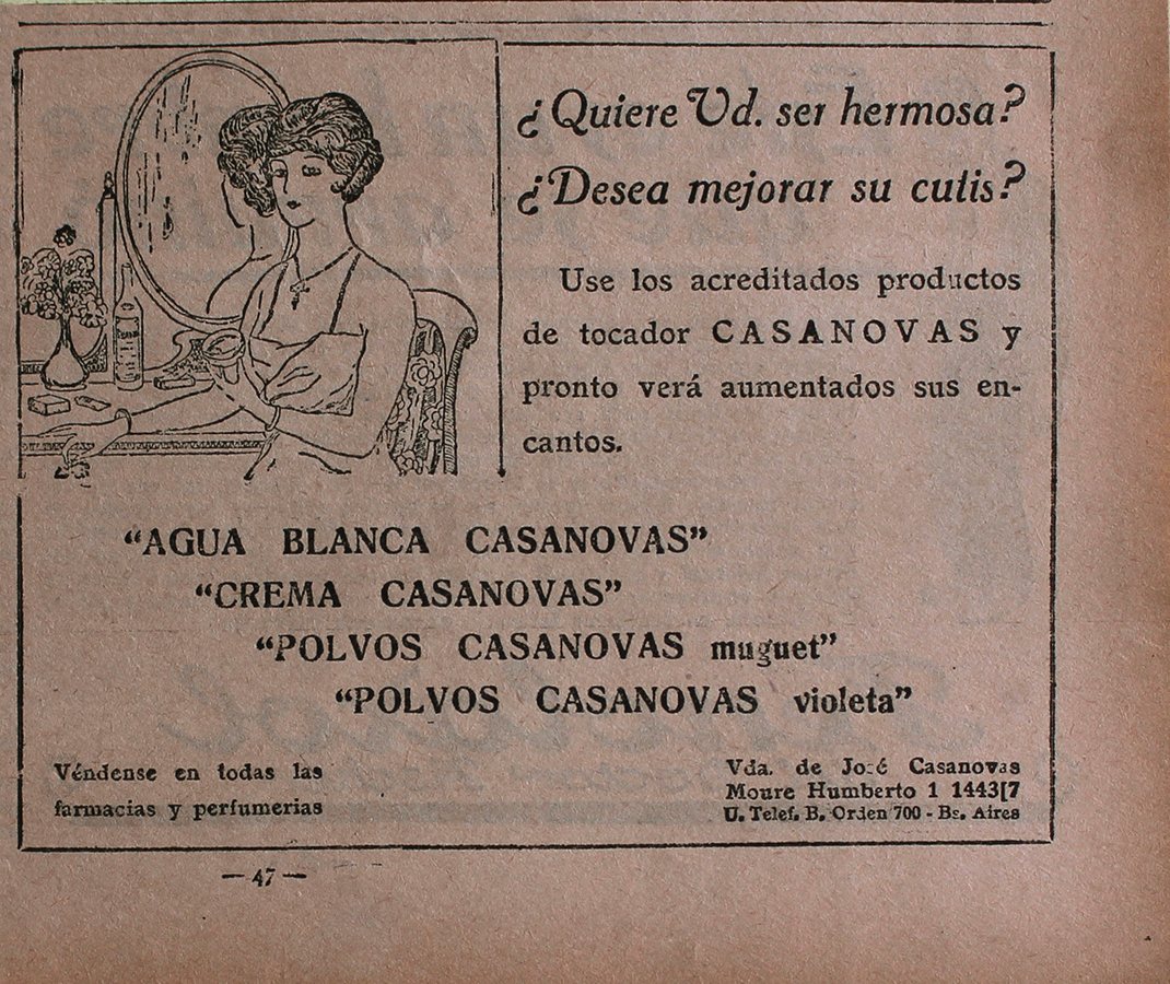 Casanovas. productos de tocador - Advertising 1922