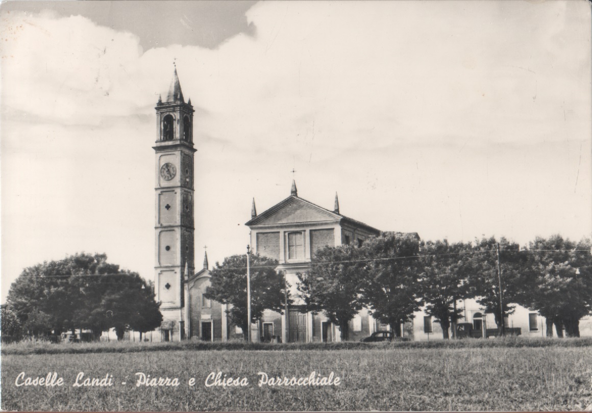 Caselle Landi (LO). Piazza e Chiesa Parrocchiale. Viaggiata 1969