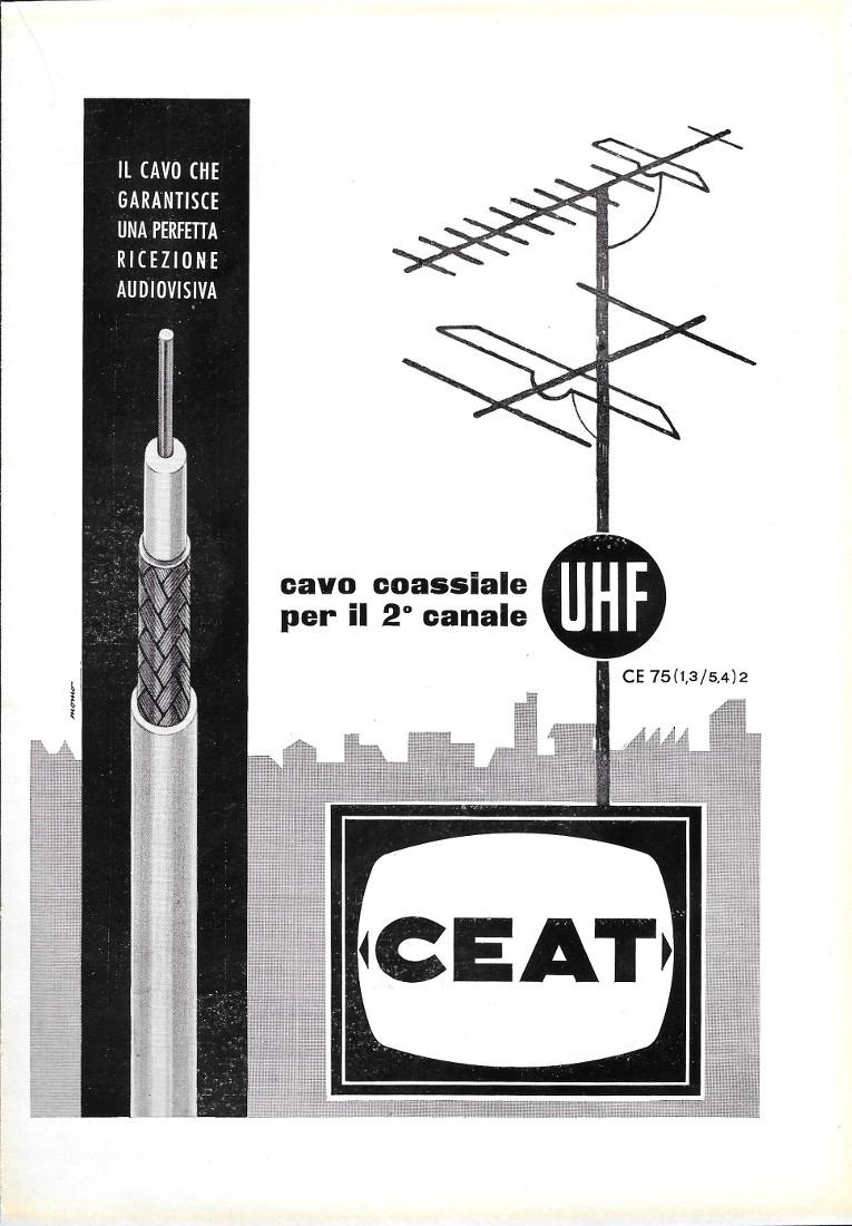 Ceat cavo coassiale per il 2^ canale. Advertising 1961