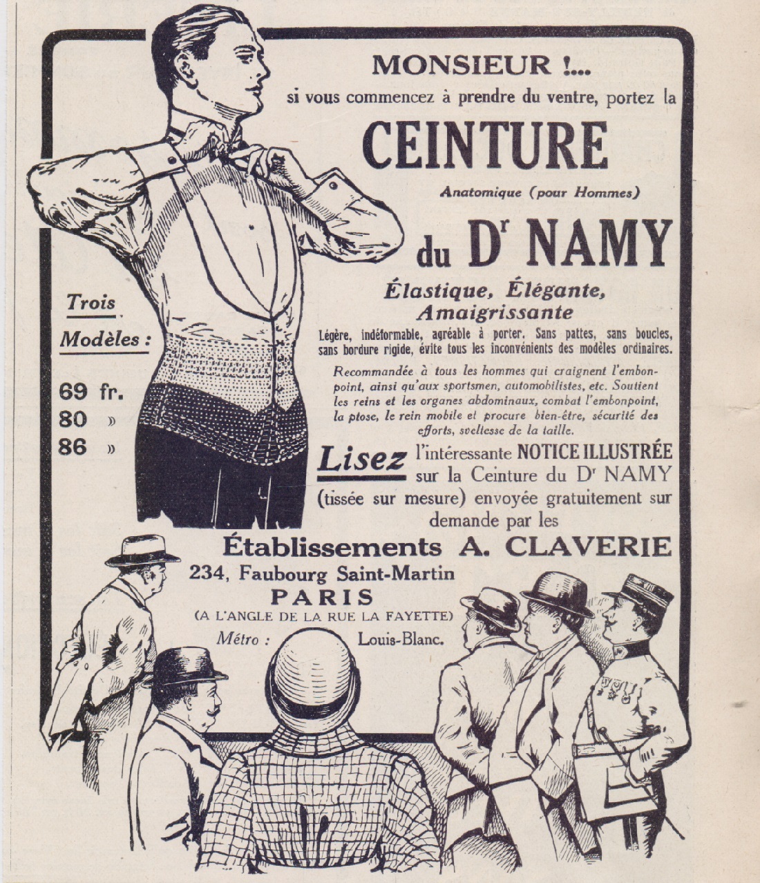 Ceinture anatomique du dr Namy. Advertising 1926