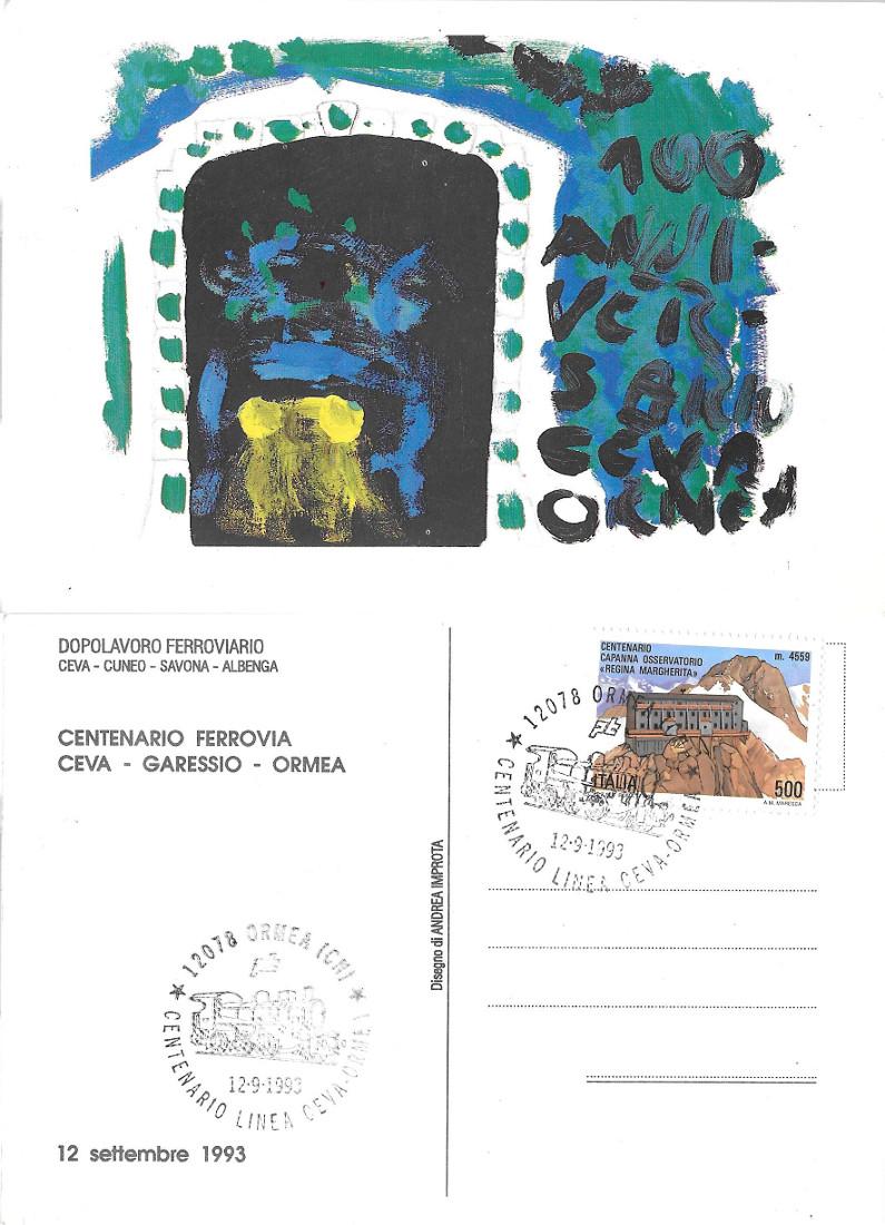 Centenario Linea Ceva-Ormea 1993. Non viaggiata