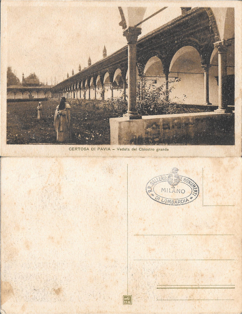 Certosa di Pavia. Veduta del Chiostro grande . Non viaggiata