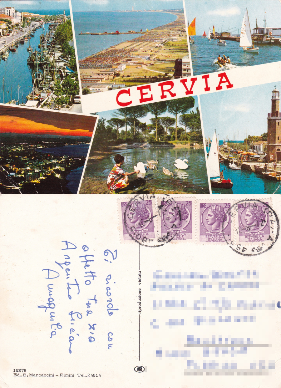 Cervia, Vedute Panorama. Viaggiata 1972