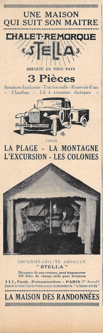 Chalet-Remorque Stella - Advertising 1920