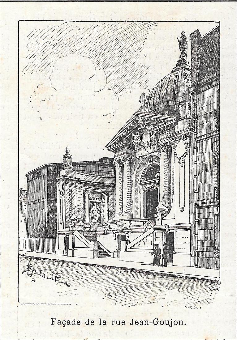 Chapelle de la rue Jean-Goujon (Paris). Facade. Stampa 1900