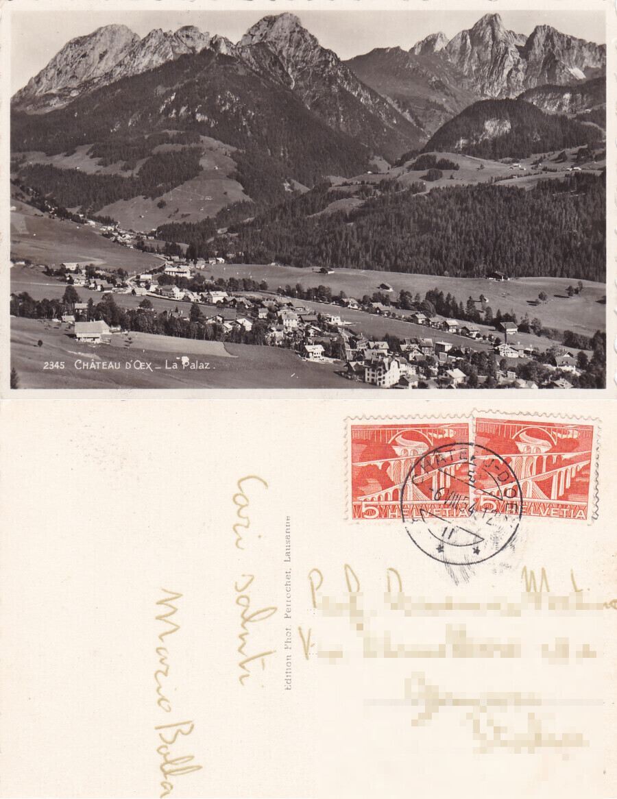 Chateaux d'Oex. La Palaz. Viaggiata 1954