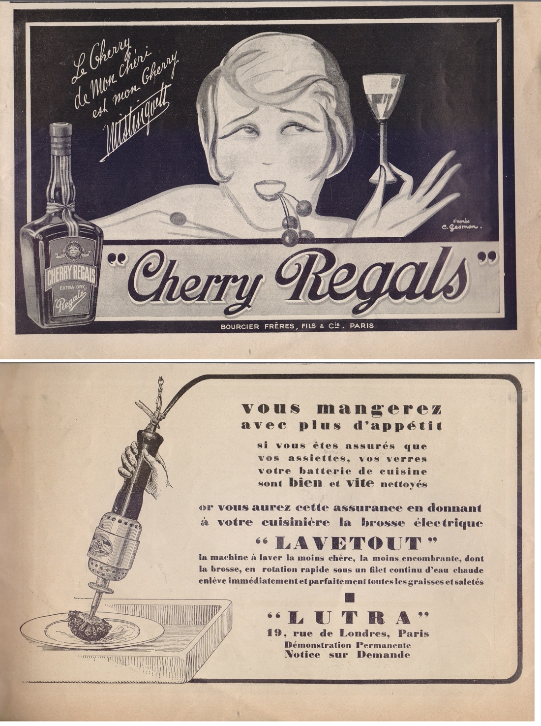 Cherry Regals/ Lavetout Lutra. Advertising 1926