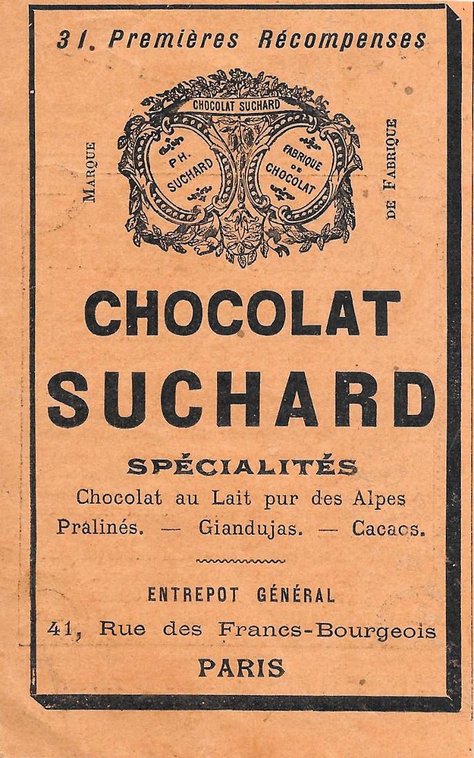 Chocolat Suchard Paris. Advertising 1900