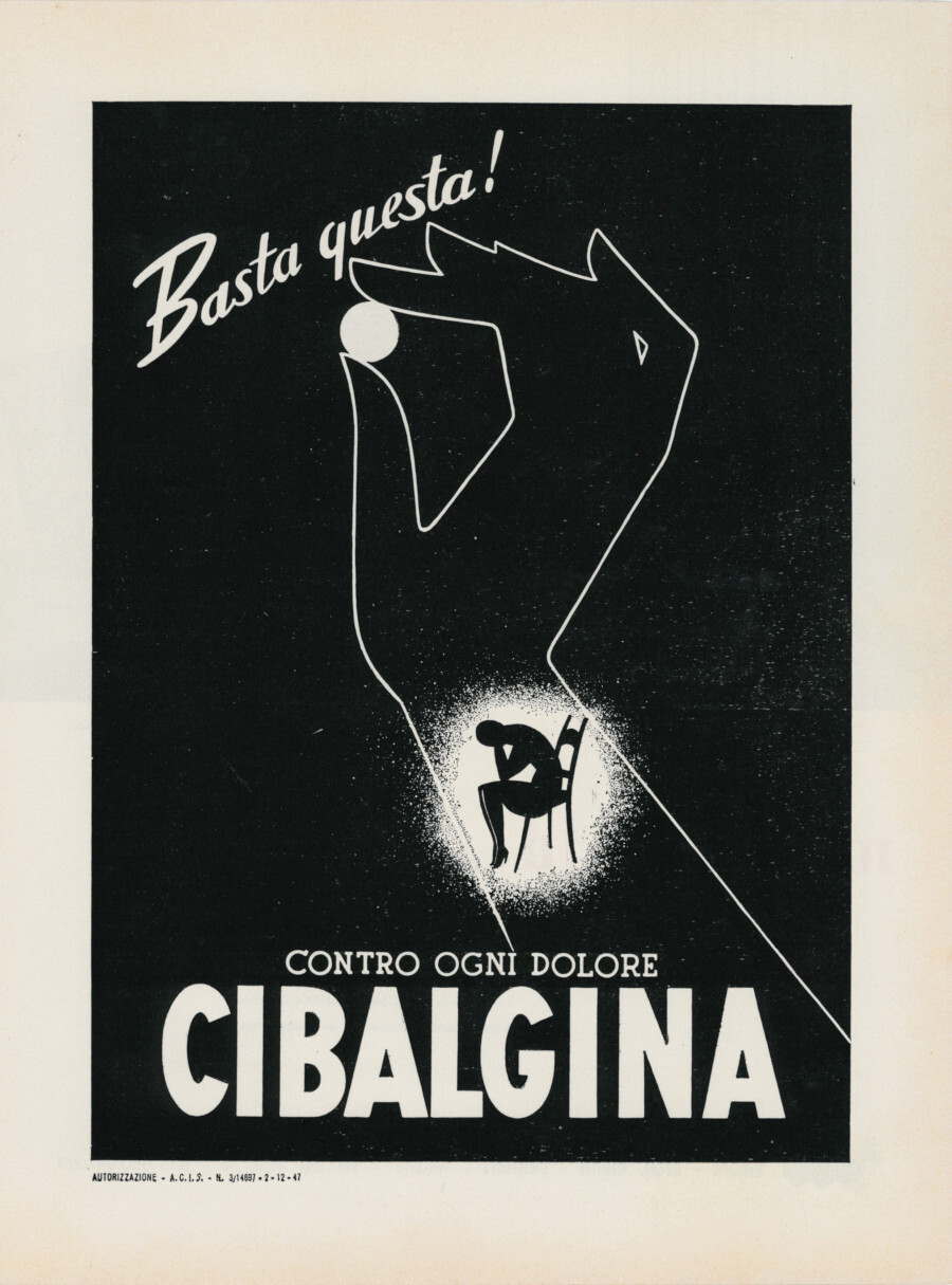 Cibalgina basta questa contro ogni dolore. Advertising 1957