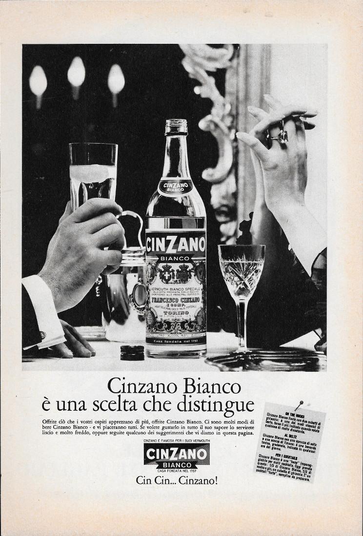Cinzano Bianco. Una scelta che distingue. Advertising 1964