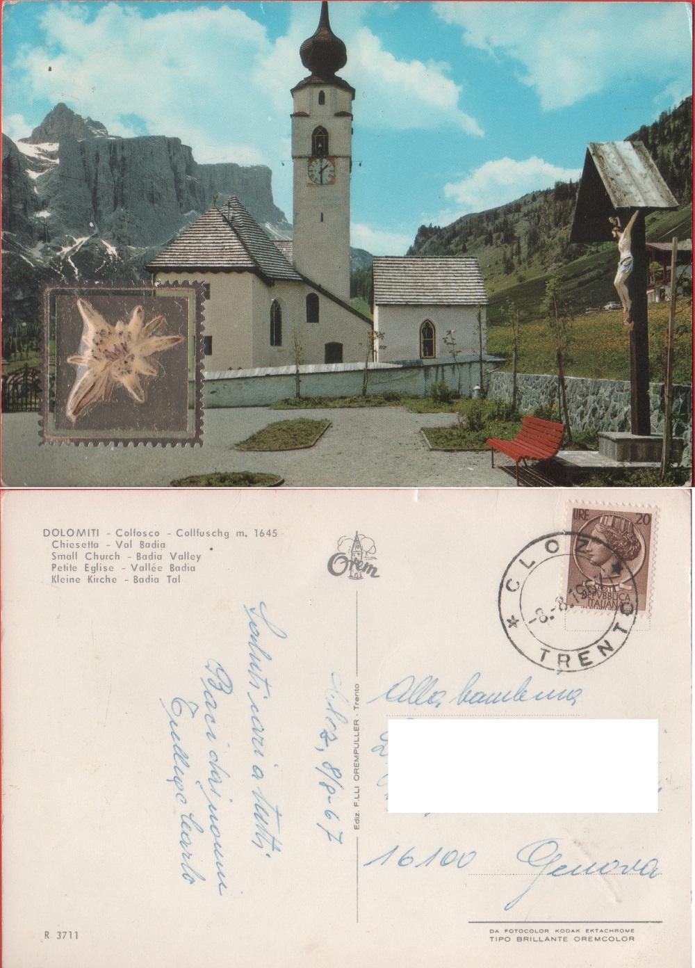 Cofosco. Dolomiti. Viaggiata 1967