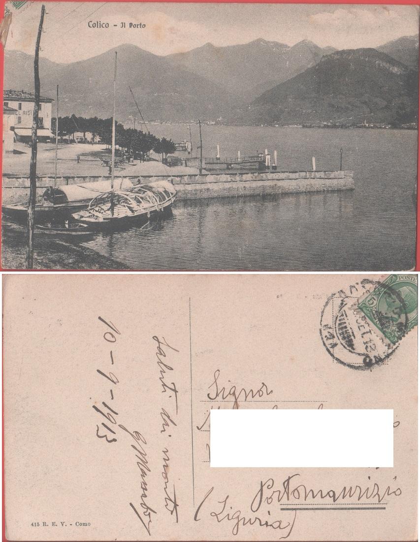 Colico (LC). Il porto. Viaggiata 1913. Barche