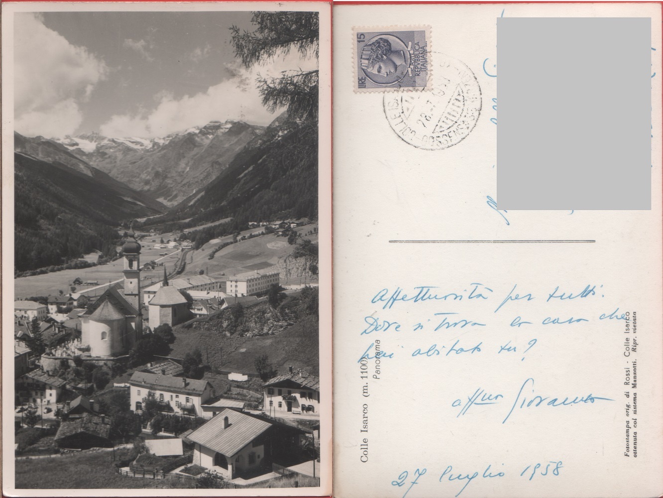 Colle Isarco. Viaggiata 1958