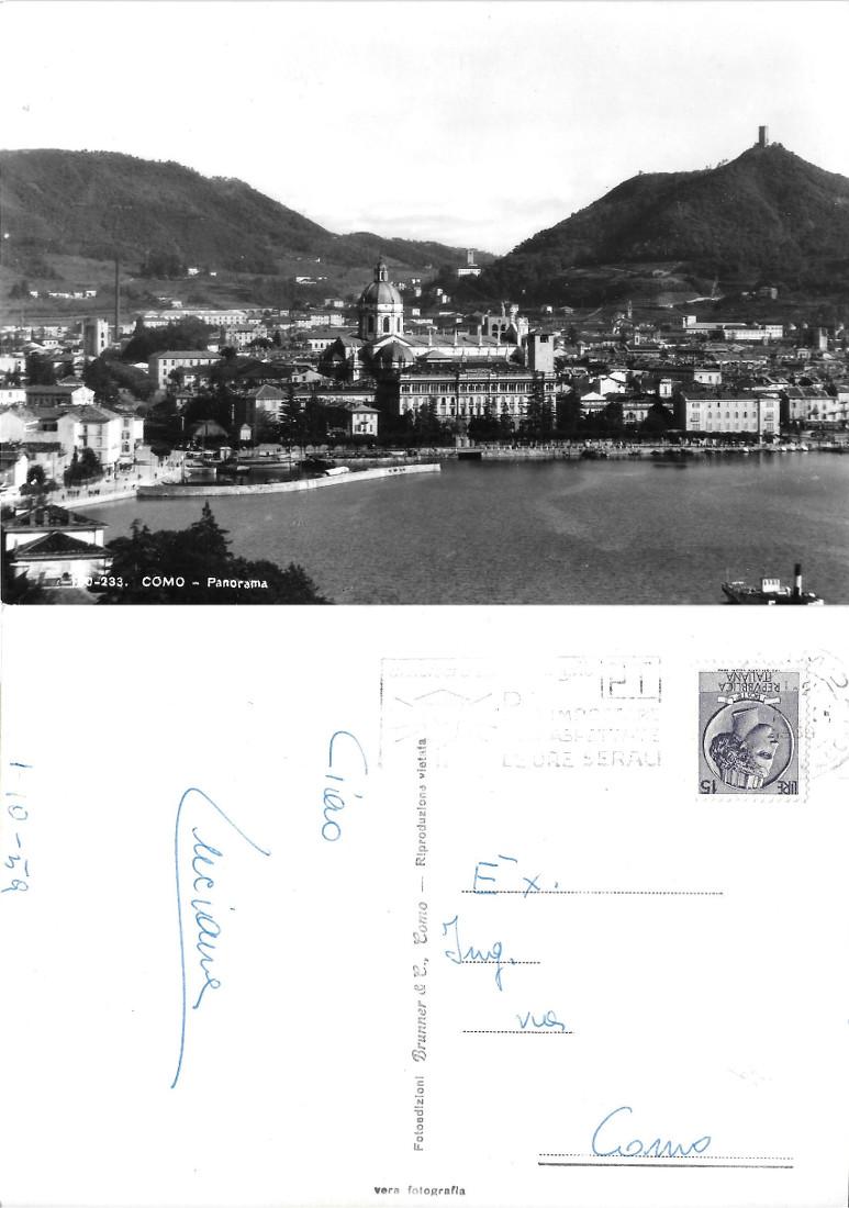 Como. Panorama. Viaggiata 1959