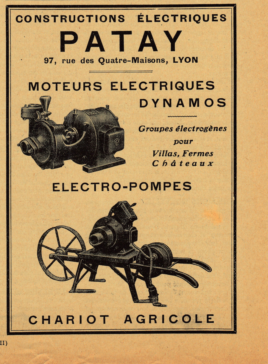 Constructions electriques Patay. Advertising 1927