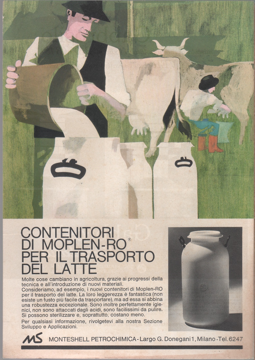 Contenitori Moplen-Ro Monteshell/ Gabbrosilo Farmitalia. Advertising 1965