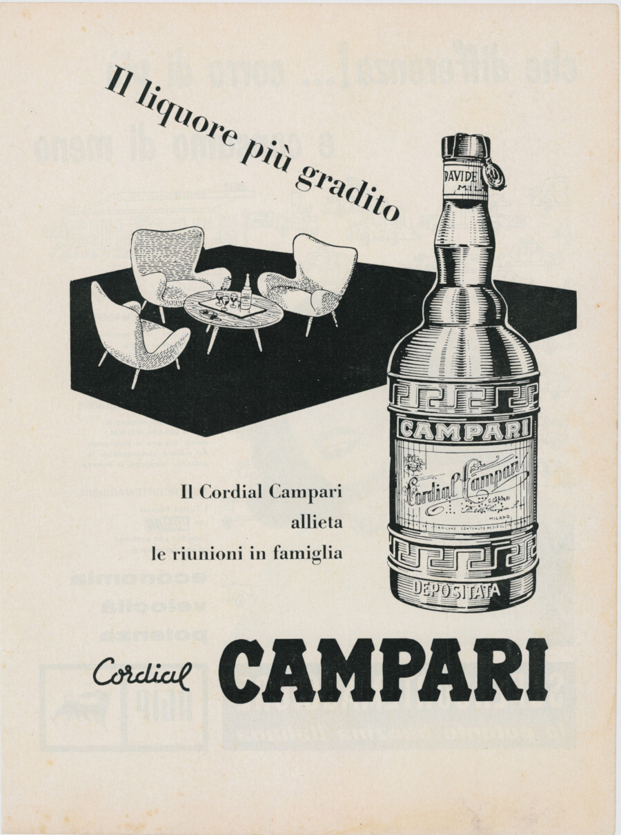 Cordial Campari. Il liquore più gradito. Advertising 1957