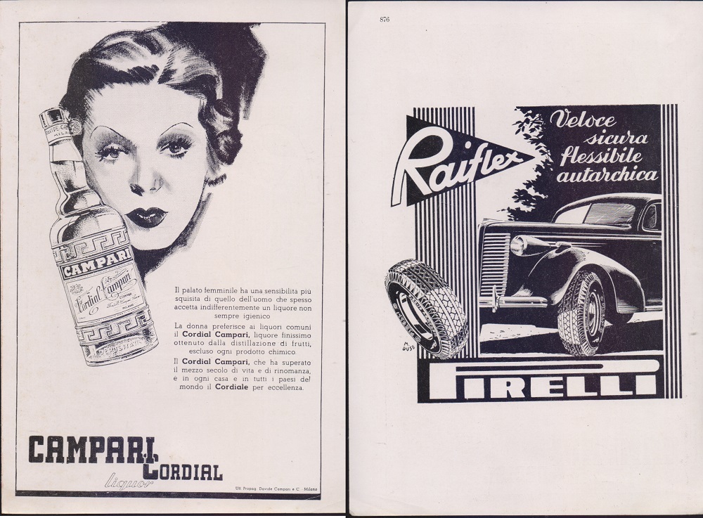 Cordial Campari/Pirelli Raiflex. Advertising 1940