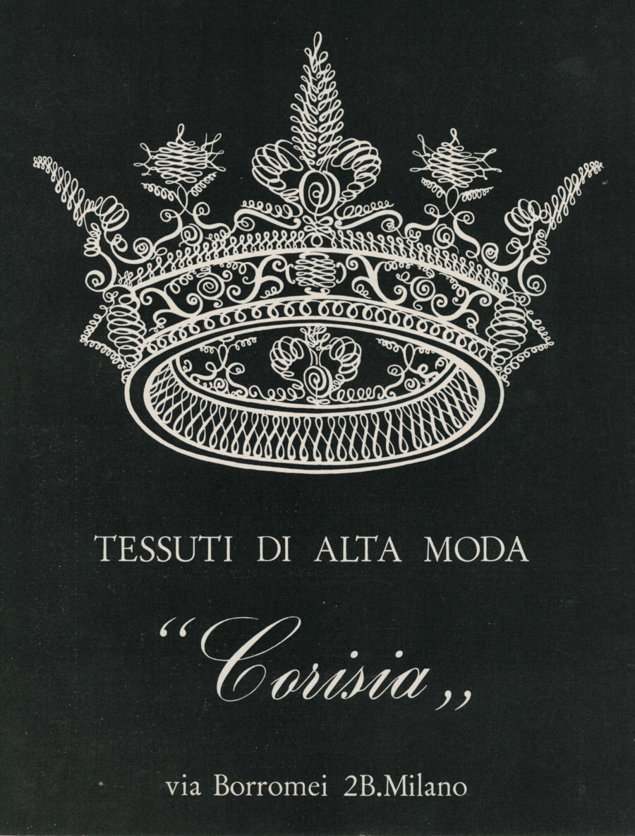 Corisia tessuti di alta moda. Advertising 1957