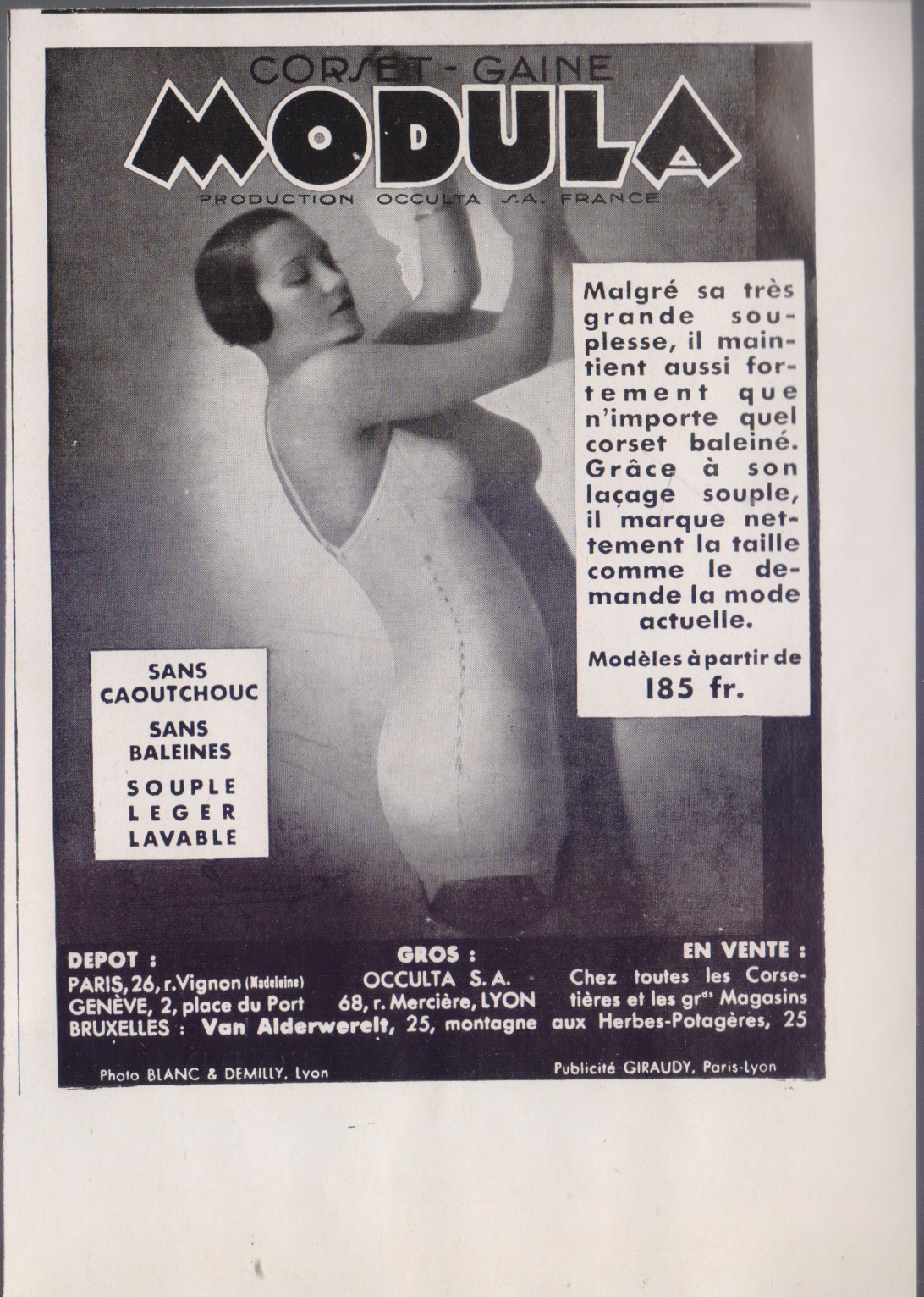 Corset-gaine Modula. Advertising 1931