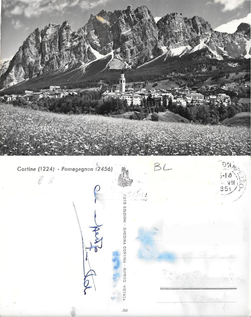 Cortina. Pomagagnon. Foto Ghedina. Viaggiata 1951