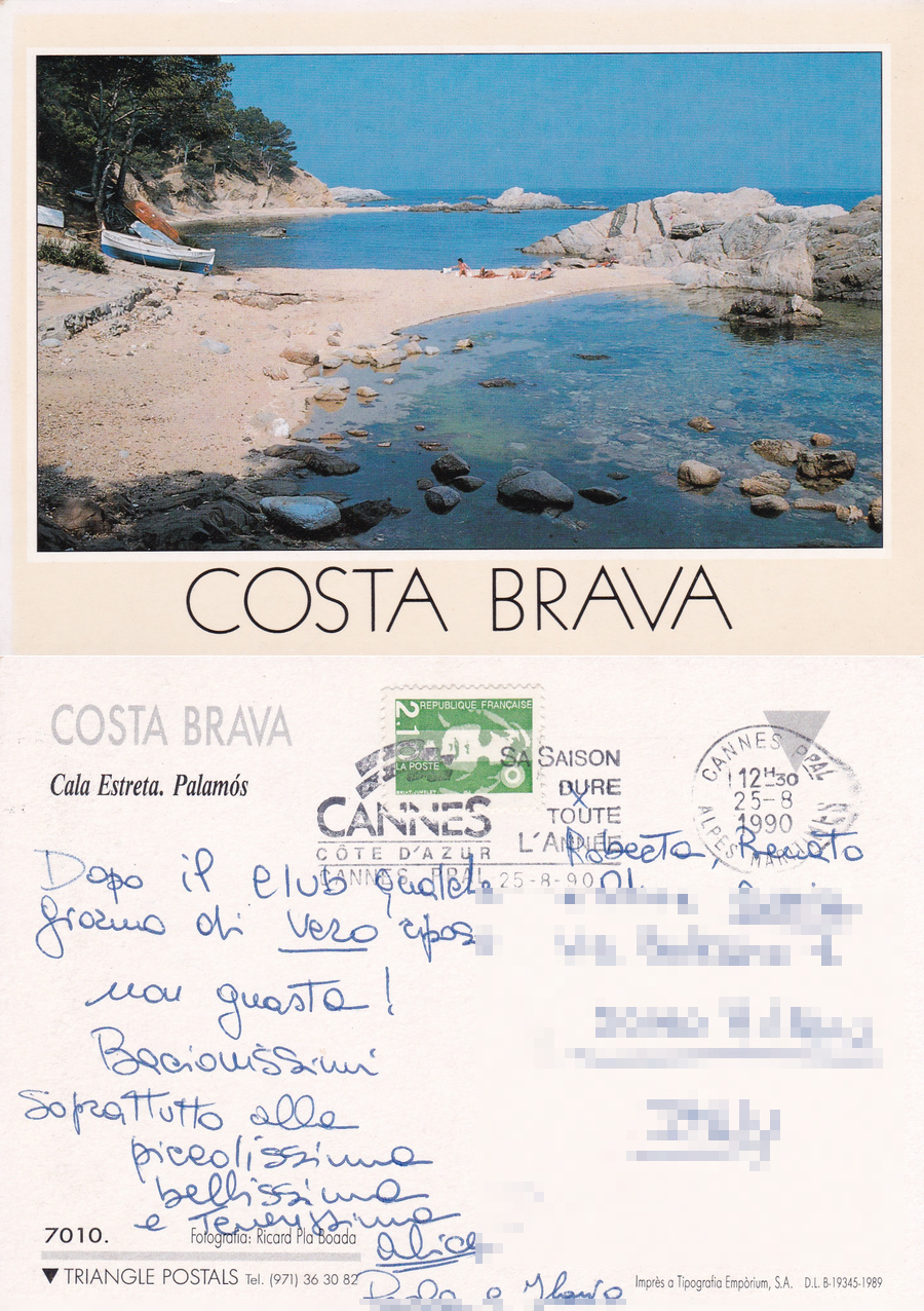 Costa Brava. Cala Estreta. Palamos. Viaggiata 1990