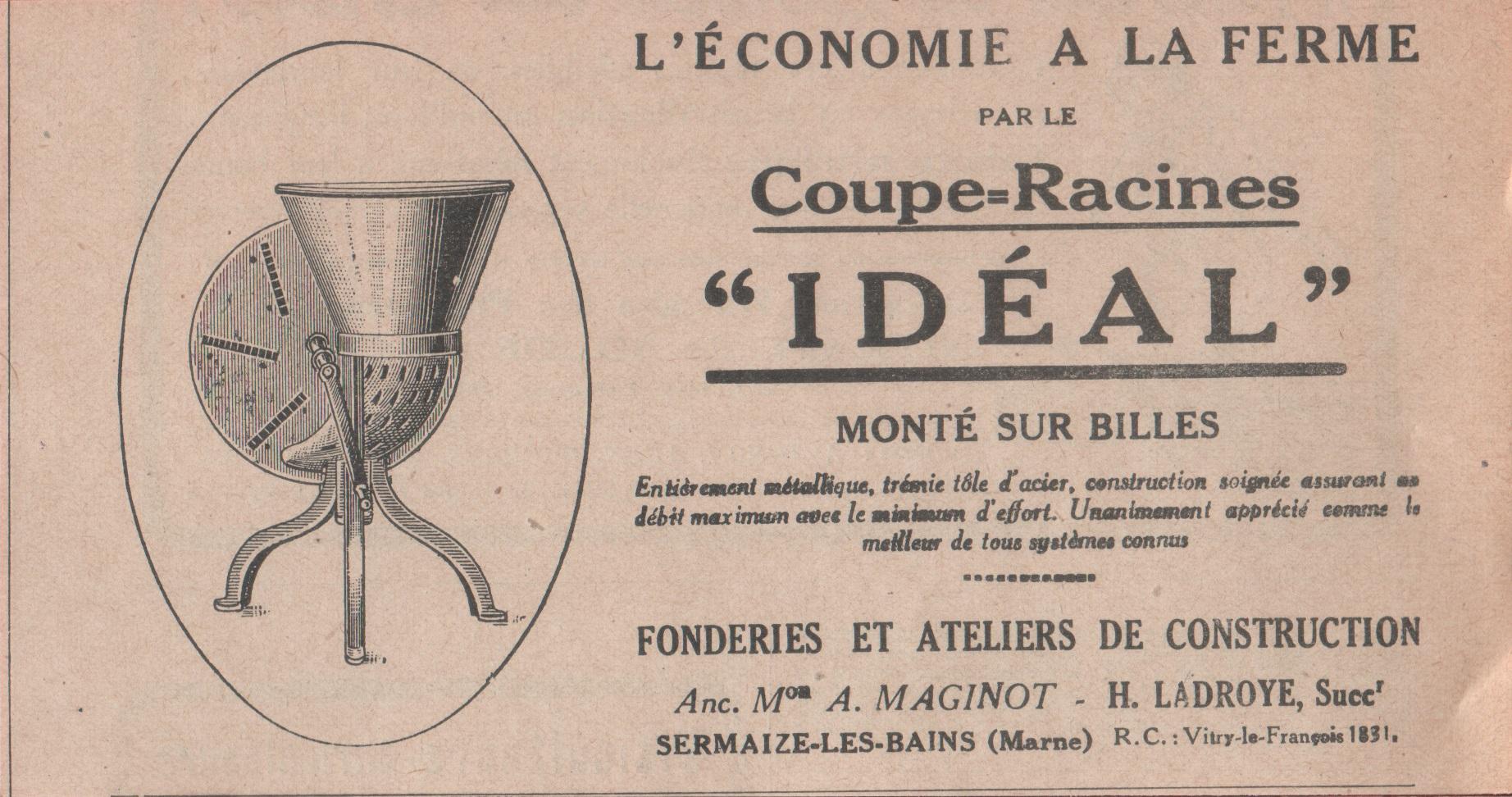 Coupe-racines Ideal. Advertising 1924