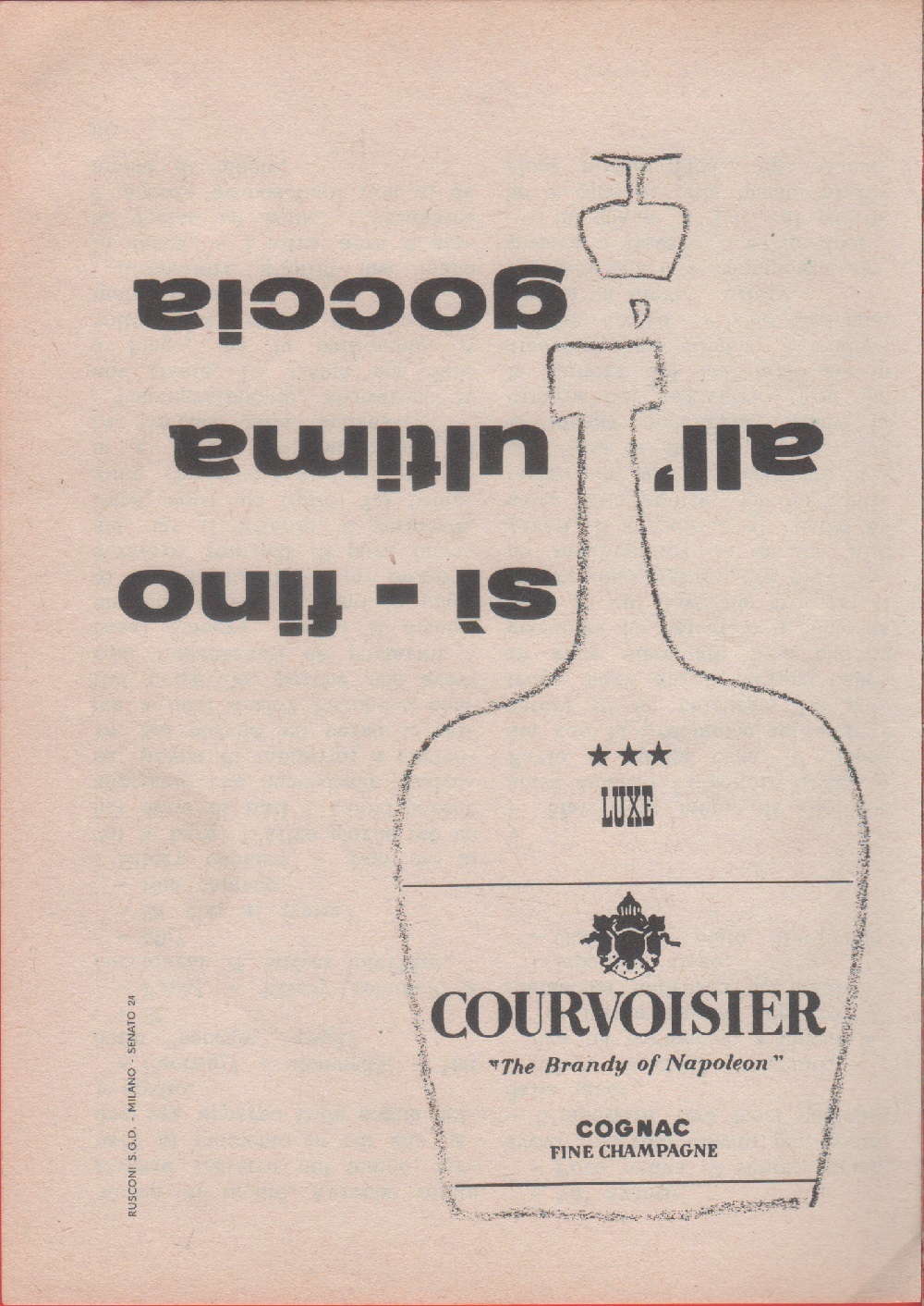 Courvasier. Si- fino all'ultima goccia. Advertising 1963