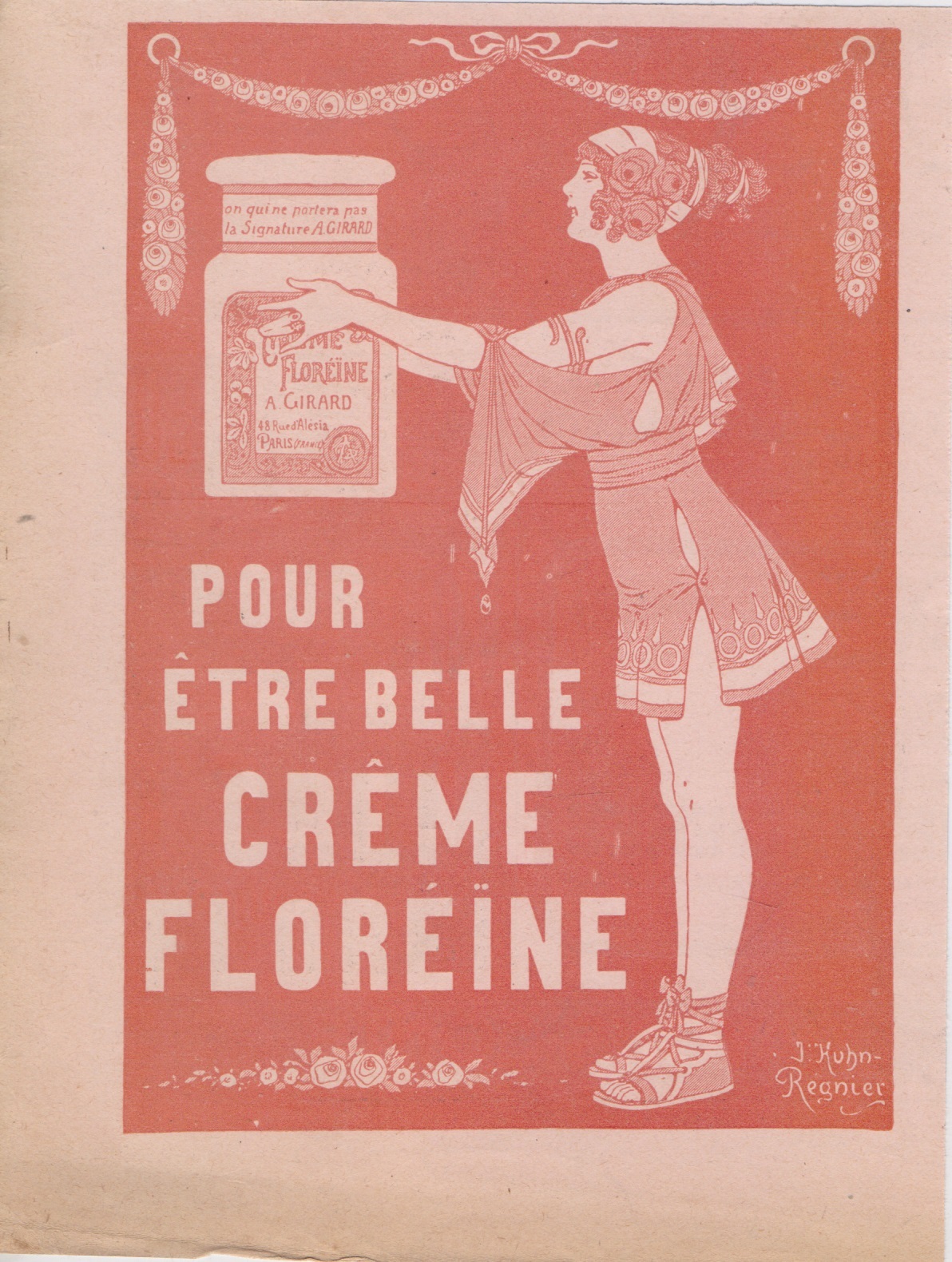 Creme Floreine pour etre belle. Advertising 1922