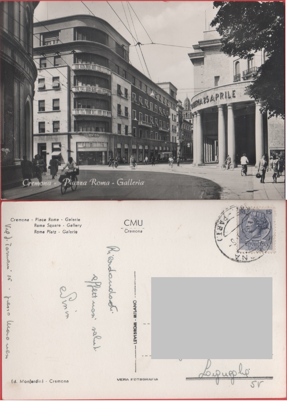 Cremona. Piazza Roma. Galleria. Viaggiata