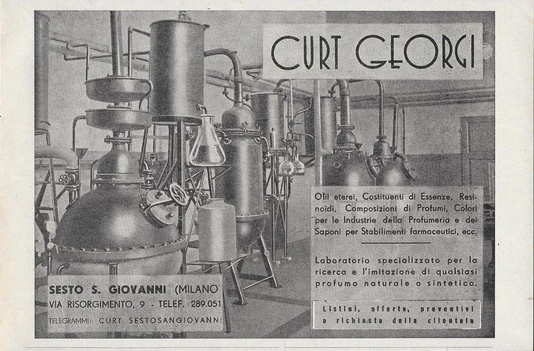 Curt Georgi. Olii eterei, costituenti di essenze, resinoidi ecc. Advertising …